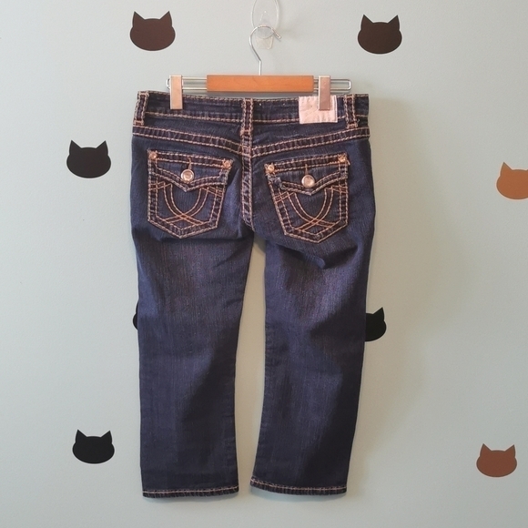 La Idol Denim Capris Gold Rhinestone 7 - Picture 2 of 7